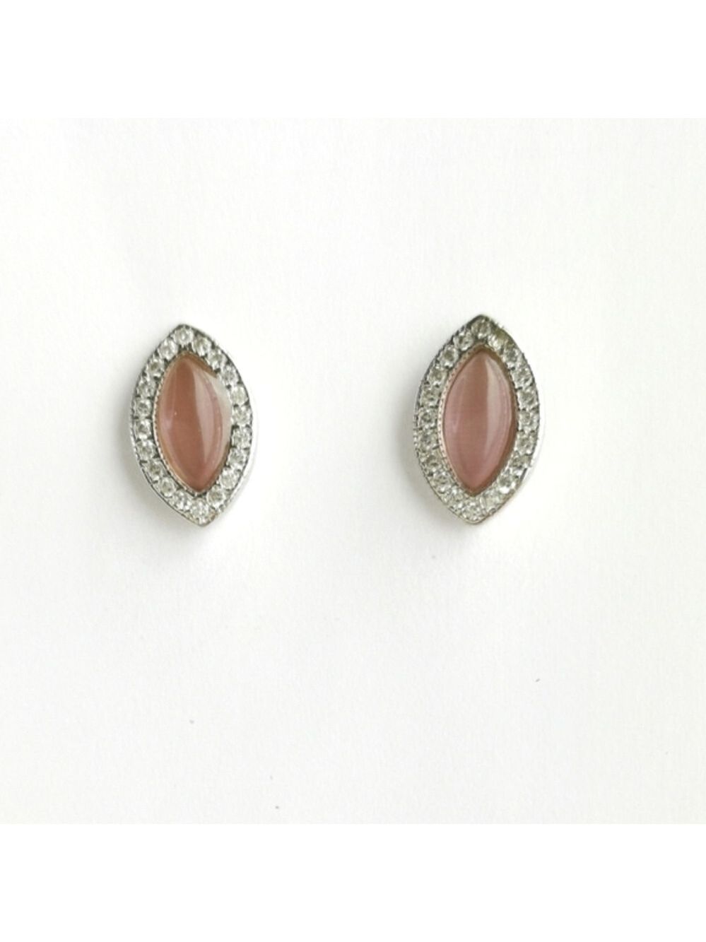 Pink Chalcedony CZ Halo Stud Earrings sterling silver 🆕